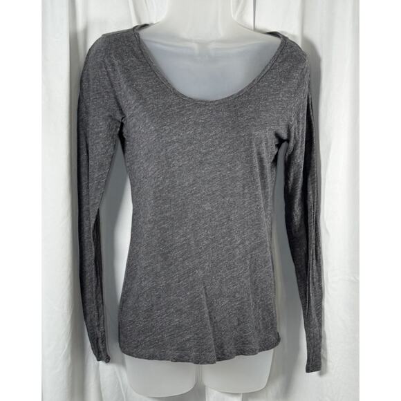 Ann Taylor Loft Cotton Scoop Neck Long Sleeves T-Shirt Heather Gray XS 86-27 - Picture 2 of 12
